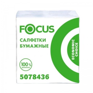 Салфетки бумажные 20х24см, 1-слойные Focus, белые, 100шт., 24 уп.